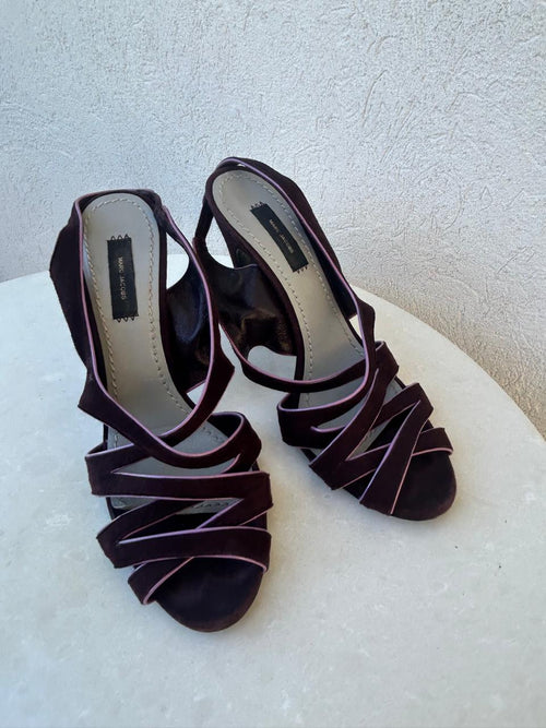 Marc Jacobs Burgundy Swede Strappy Sandals