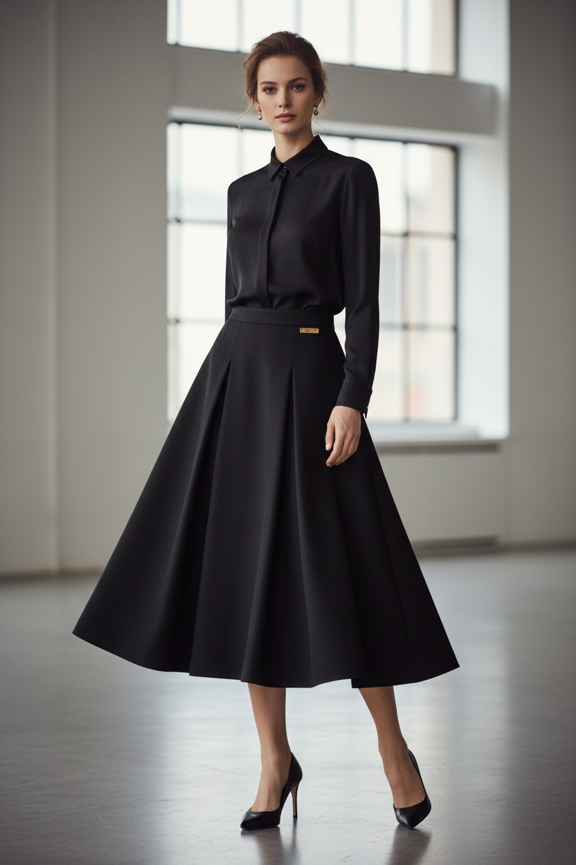 Yves Saint Laurent Rive Gauche black wool skirt